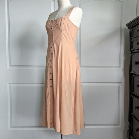 WeWoreWhat Dress Midi Sweetheart Neckline Swiss Dot Button Front Maple L NWT - Picture 11 of 16